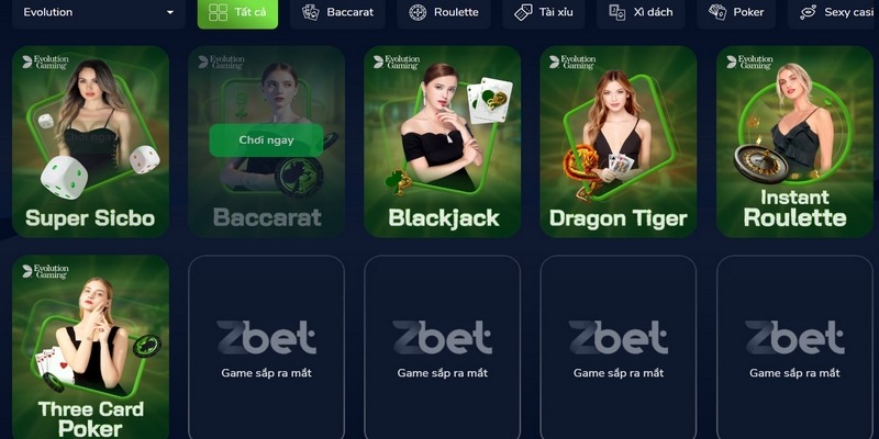 Evolution Gaming là nhà phát hành uy tín bậc nhất của ZBET