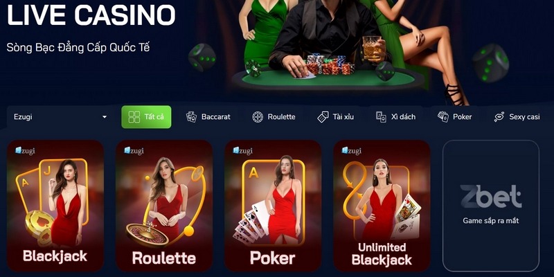 Danh mục game ấn tượng từ sảnh live casino Ezugi 